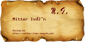 Mitter Iván névjegykártya